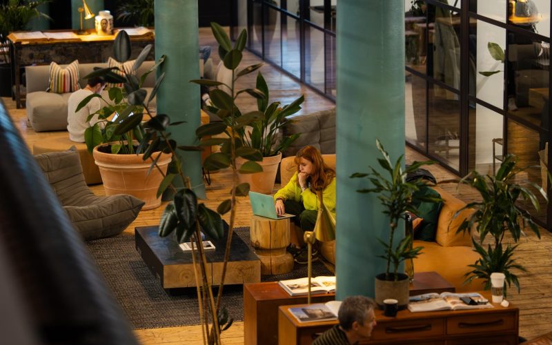 A bright Leeds workspace with sofas and plants
